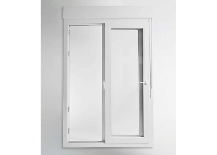 Porta Janela de Correr PVC 150x218,5cm com Estore Vidro Duplo Aluplast