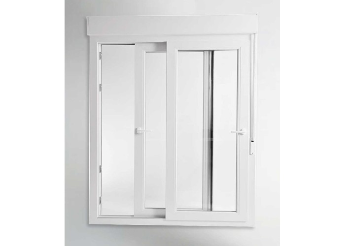 Porta Janela de Correr PVC 200x218,5cm com Estore Vidro Duplo Aluplast