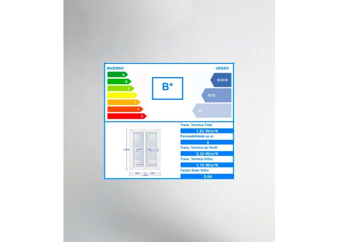 Porta Janela de Correr PVC 200x218,5cm com Estore Vidro Duplo Aluplast