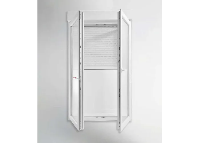 Porta Janela PVC Oscilobatente 120x218,5cm com Estore Vidro Duplo ALUPLAST