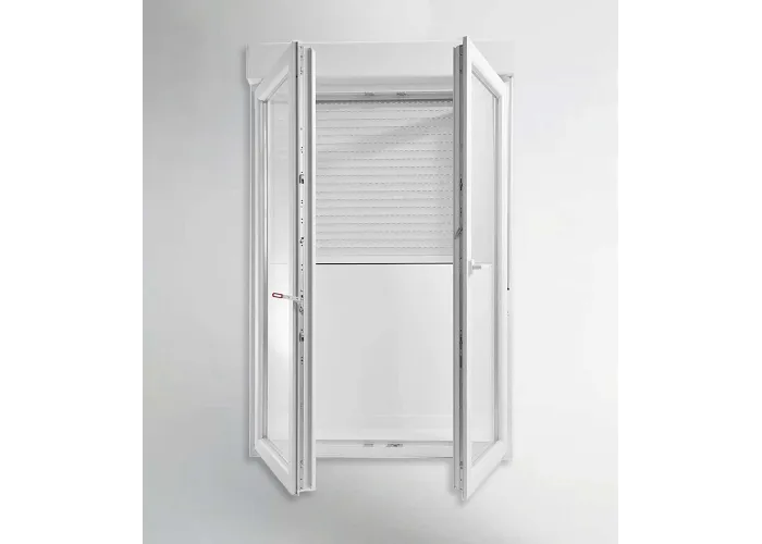 Porta Janela PVC Oscilobatente 150x218,5cm com Estore Vidro Duplo ALUPLAST