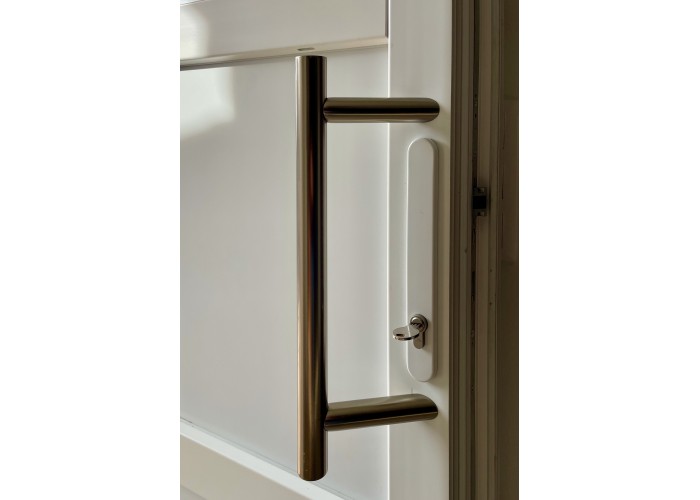 Porta Exterior Aluplast PVC AIRES 90x200cm Branca Esquerda
