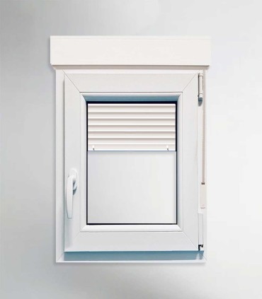 Janela PVC 70x115,5cm Oscilobatente DIREITA com Estore Vidro Duplo FOSCO LISO ALUPLAST