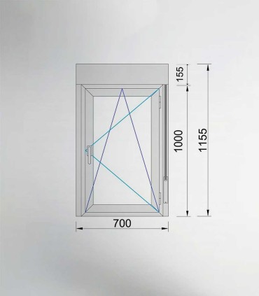 Janela PVC 70x115,5cm Oscilobatente DIREITA com Estore Vidro Duplo FOSCO LISO ALUPLAST