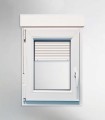 Janela PVC 70x115,5cm Oscilobatente ESQUERDA com Estore Vidro Duplo ALUPLAST