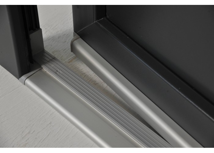 Porta Exterior Aluplast PVC Vidro Fosco 90x200cm Antracite Direita