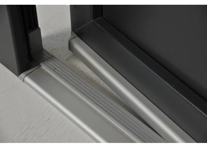 Porta Exterior Aluplast PVC Vidro Fosco 90x200cm Antracite Direita
