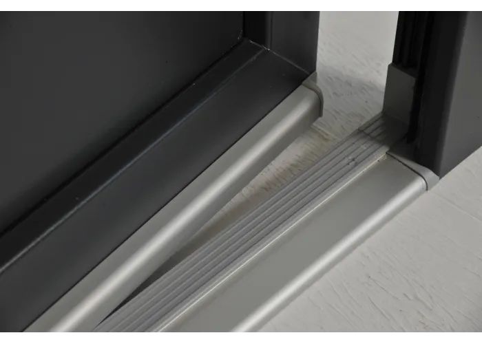 Porta Exterior Aluplast PVC Vidro Fosco 90x200cm Antracite Esquerda
