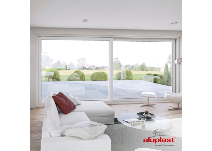 Porta Janela de Correr PVC 300x200cm Vidro Duplo Aluplast