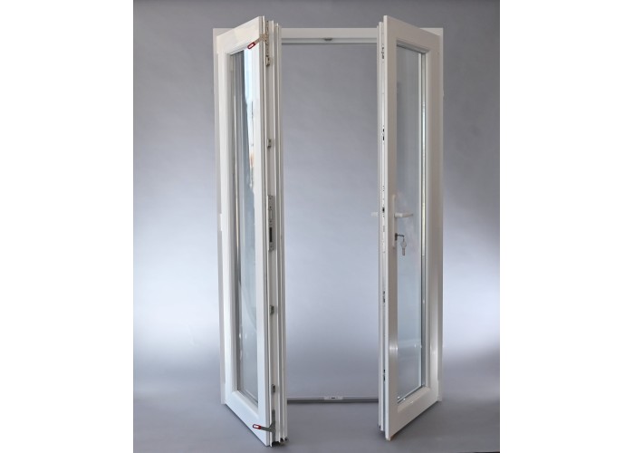 Porta Exterior Dupla PVC Vidro Transparente 120x200cm Esquerda