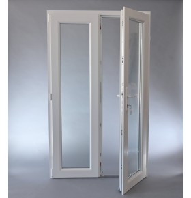 Porta Exterior Dupla PVC Vidro Transparente 150x200cm Esquerda