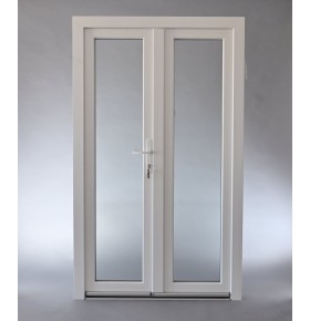 Porta Exterior Dupla PVC Vidro Transparente 150x200cm Esquerda