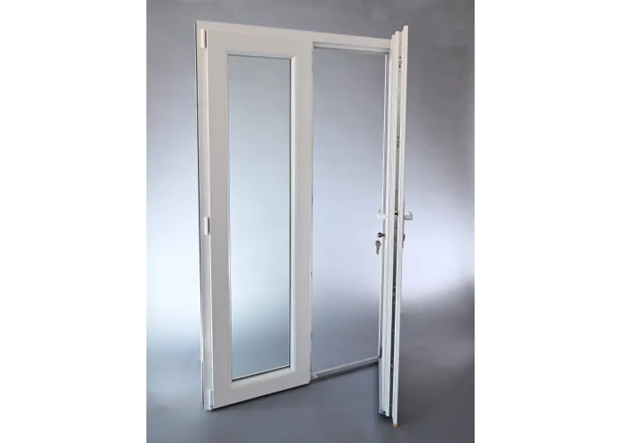 Porta Exterior Dupla PVC Vidro Transparente 150x200cm Esquerda