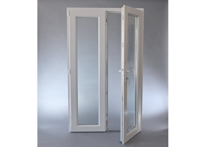 Porta Exterior Dupla PVC Vidro Transparente 200x200cm Esquerda