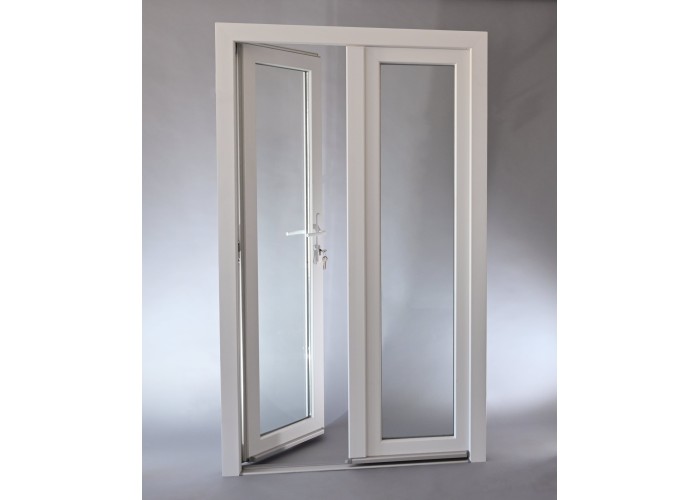 Porta Exterior Dupla PVC Vidro Transparente 200x200cm Esquerda