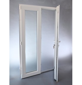 Porta Exterior Dupla PVC Vidro Transparente 200x200cm Esquerda