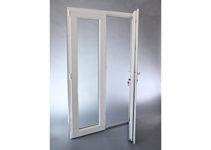 Porta Exterior Dupla PVC Vidro Transparente 200x200cm Esquerda