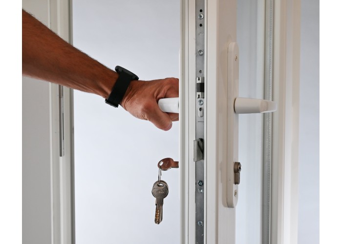 Porta Exterior Dupla PVC Vidro Transparente 200x200cm Esquerda