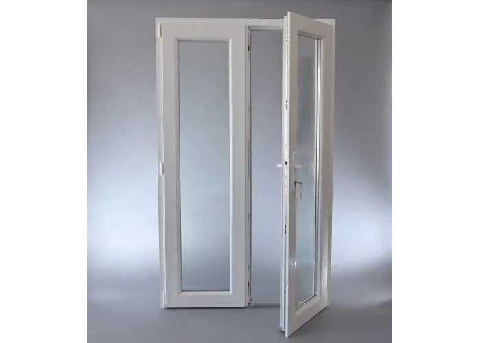 Porta Exterior Dupla PVC Vidro Fosco 200x200cm Esquerda