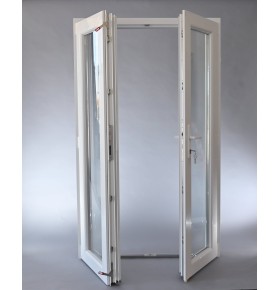 Porta Exterior Dupla PVC Vidro Fosco 200x200cm Esquerda
