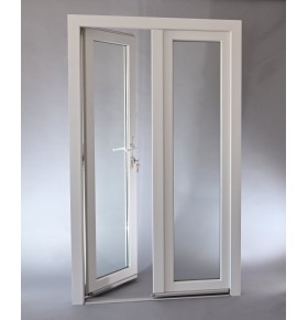 Porta Exterior Dupla PVC Vidro Fosco 200x200cm Esquerda