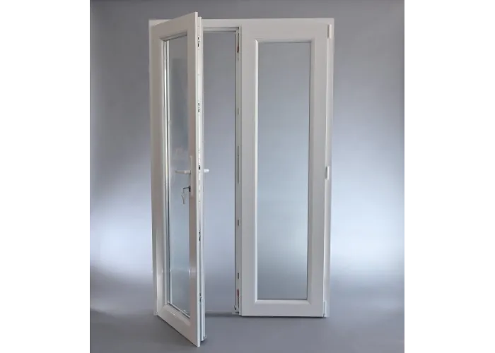 Porta Exterior Dupla PVC Vidro Transparente 150x200cm Direita