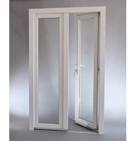 Porta Exterior Dupla PVC Vidro Transparente 200x200cm Direita