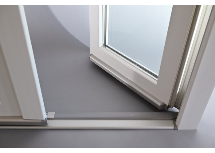 Porta Exterior Dupla PVC Vidro Transparente 200x200cm Direita