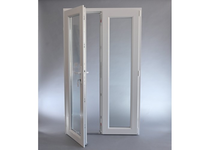 Porta Exterior Dupla PVC Vidro Transparente 200x200cm Direita