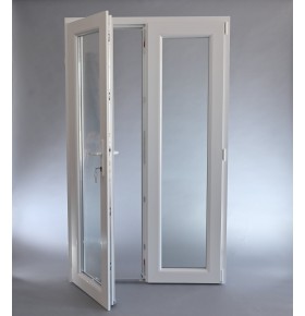 Porta Exterior Dupla PVC Vidro Fosco 200x200cm Direita