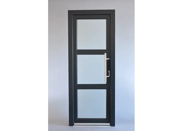 Porta Exterior PVC Vidro Fosco H3 Antracite Esquerda - Por Medida
