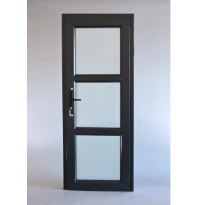 Porta Exterior PVC Vidro Fosco H3 Antracite Esquerda - Por Medida