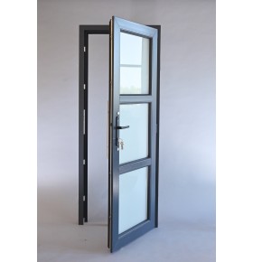 Porta Exterior PVC Vidro Fosco H3 Antracite Esquerda - Por Medida