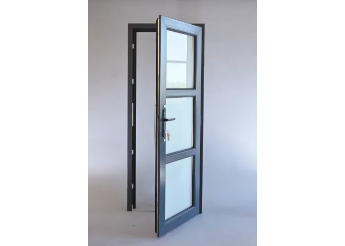 Porta Exterior PVC Vidro Fosco H3 Antracite Esquerda - Por Medida