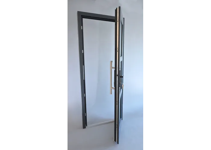 Porta Exterior PVC Vidro Fosco H3 Antracite Esquerda - Por Medida