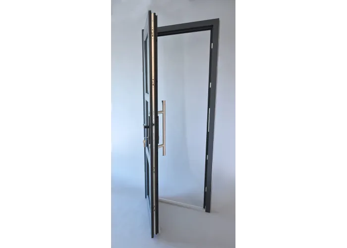 Porta Exterior Aluplast PVC Vidro Fosco 80x200cm Antracite Direita