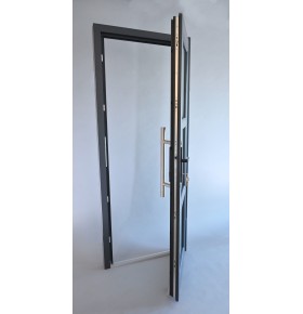 Porta Exterior Aluplast PVC Vidro Fosco 80x200cm Antracite Esquerda