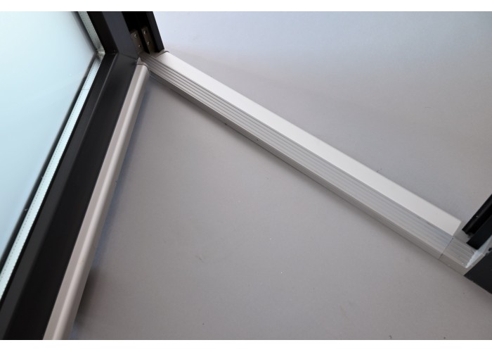 Porta Exterior Aluplast PVC Vidro Fosco 90x200cm Antracite Direita
