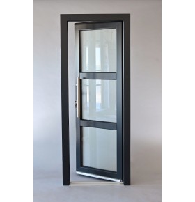 Porta Exterior Aluplast PVC Vidro Fosco 90x200cm Antracite Direita