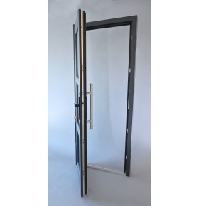 Porta Exterior Aluplast PVC Vidro Fosco 90x200cm Antracite Direita