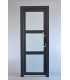 Porta Exterior Aluplast PVC Vidro Fosco 90x200cm Antracite Esquerda