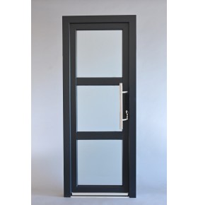 Porta Exterior PVC Vidro Fosco H3 90x200cm Antracite ESQUERDA ALUPLAST Fabrico Especial