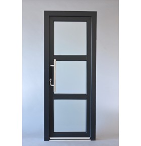 Porta Exterior PVC Vidro Fosco H3 Por Medida Antracite DIREITA ALUPLAST