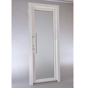 Porta Exterior Aluplast PVC Vidro Fosco 80x200cm Branca Direita