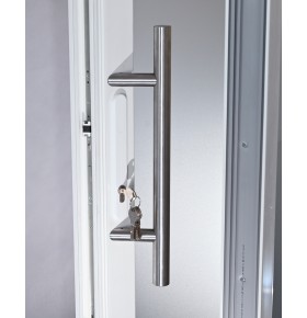 Porta Exterior Aluplast PVC Vidro Fosco 80x200cm Branca Direita