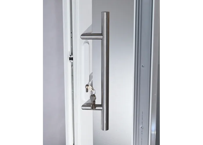 Porta Exterior Aluplast PVC Vidro Fosco 80x200cm Branca Direita
