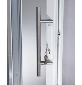 Porta Exterior Aluplast PVC Vidro Fosco 80x200cm Branca Esquerda