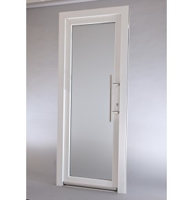 Porta Exterior Aluplast PVC Vidro Fosco 90x200cm Branca Esquerda