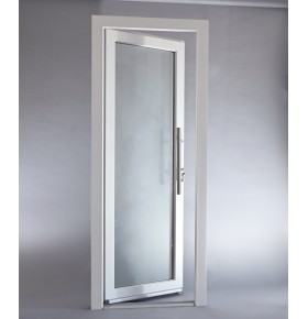 Porta Exterior Aluplast PVC Vidro Fosco 90x200cm Branca Esquerda