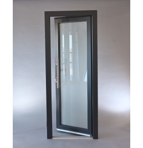 Porta Exterior Aluplast PVC Vidro Fosco 80x200cm Antracite Direita